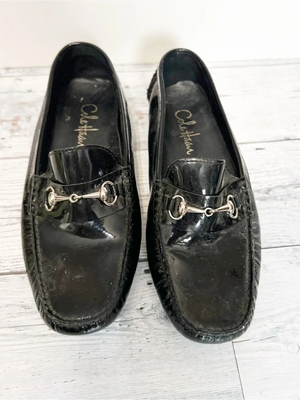 Cole Haan Black Patent Leather Loafers Sz